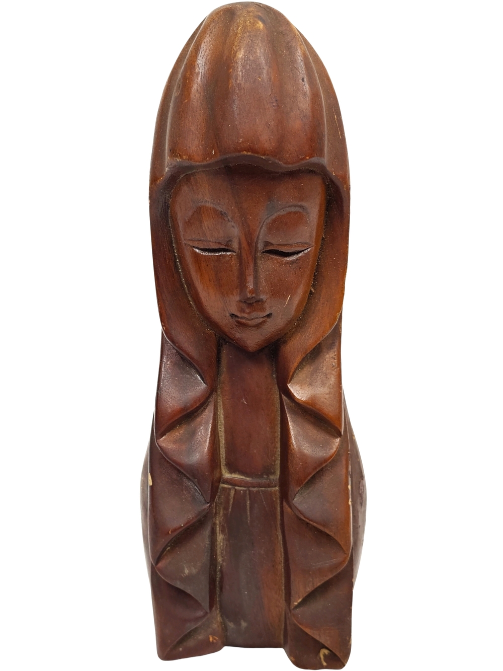 Vintage MCM Philippine Wood Carving Figurine Lolita Cottage Product 12" | Acacia